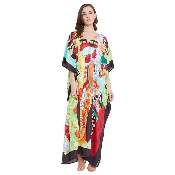 Lady Tribal Printed Plus Size Kaftan Dress for Women Maxi Kimono by Gypsie Blu - Picture 1 of 8